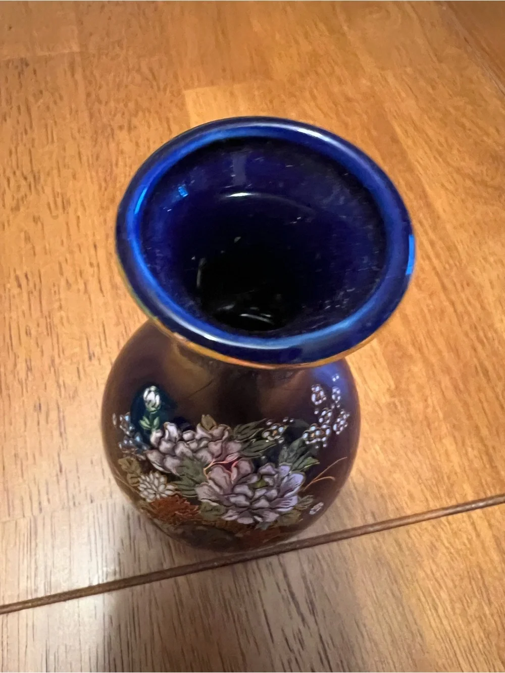 Navy Floral Porcelain Bud Vase - Elegant Home Accent made in Japan